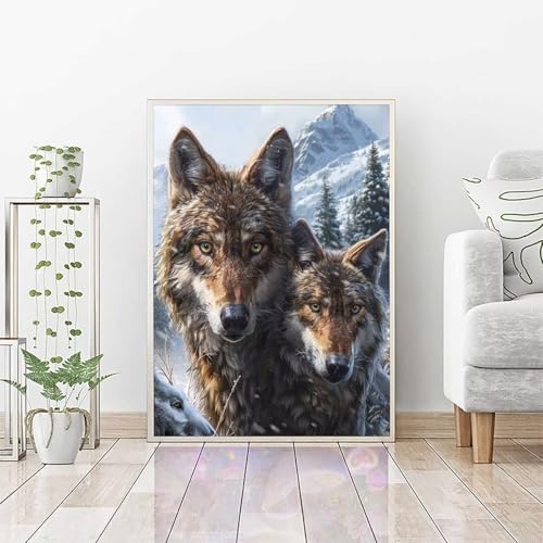 Diamond Painting Erwachsene Wolf, DIY Diamond Painting Tier Bastelset, Vollbohrer Diamant Malerei Set, Diamant Kunst Malerei Stickerei Set, Wanddeko und Zimmer Deko, Geschenke 60x80CM PJY5 O-5 von RNXAOPEN
