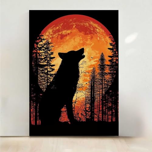 Diamond Painting Erwachsene Wolf Diamant Painting Bilder Baum 5D DIY Mosaikherstellung Basteln Erwachsene Anfänger Set für Heim Schlafzimmer Deko Wohnzimmer, Geschenke für Frauen 40x50CM PjY8036 H-Z von RNXAOPEN