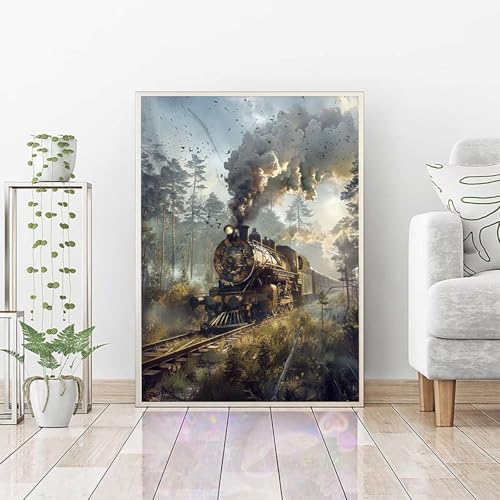 Diamond Painting Erwachsene Zug, DIY Diamond Painting Baum Bastelset, Vollbohrer Diamant Malerei Set, Diamant Kunst Malerei Stickerei Set, Wanddeko und Zimmer Deko, Geschenke 80x100CM PJY7 V-8 Diamond Painting Erwachsene Zug, DIY Diamond Painting Baum Bastelset, Vollbohrer Diamant Malerei Set, Diamant Kunst Malerei Stickerei Set, Wanddeko und Zimmer Deko, Geschenke 80x100CM PJY7 V-8 von RNXAOPEN