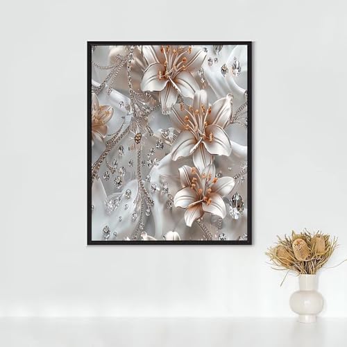 Diamond Painting Geschenk, Diamond Painting Erwachsene Lilie Bastelset, DIY Diamant Malerei Runder Vollbohrer Diamanten Kinder Malerei Stickerei Kreuzstich Dekoration, Geschenk 90 x 120 cm PJY9 Q-8 von RNXAOPEN