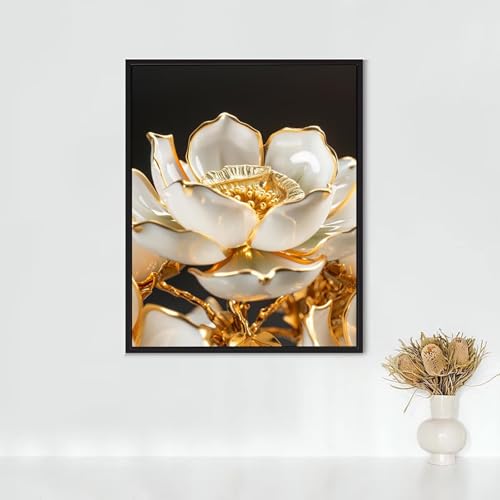 Diamond Painting Landschaft, Diamond Painting Erwachsene WeißE Blumen Bastelset, DIY Diamant Malerei Runder Vollbohrer Diamanten Kinder Malerei Stickerei Kreuzstich, Geschenk 80x110CM PJY8 7-L von RNXAOPEN