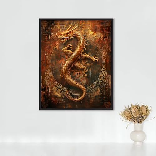 Diamond Painting Meereslebewesen, Diamond Painting Erwachsene Drachen Bastelset, DIY Diamant Malerei Runder Vollbohrer Diamanten Kinder Malerei Stickerei Kreuzstich, Geschenk 30x40CM PJY2 4-G von RNXAOPEN