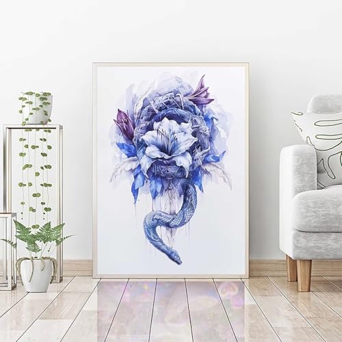 Diamond Painting Schlange, Daiments Painting Erwachsene Blume Bastelset, Diamond Art Runder Vollbohrer Diamanten Kinder Malerei Stickerei Kreuzstich, Wohnzimmer Dekoration, Geschenk 30x40cm PJY2 K-2 Diamond Painting Schlange, Daiments Painting Erwachsene Blume Bastelset, Diamond Art Runder Vollbohrer Diamanten Kinder Malerei Stickerei Kreuzstich, Wohnzimmer Dekoration, Geschenk 30x40cm PJY2 K-2 von RNXAOPEN