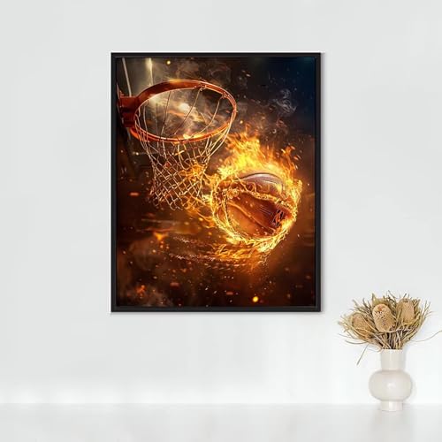 Diamond Painting Sport, Diamond Painting Erwachsene Basketball Bastelset, DIY Diamant Malerei Runder Vollbohrer Diamanten Kinder Malerei Stickerei Kreuzstich Dekoration, Geschenk (80x100cm) PJY7 S-6 von RNXAOPEN