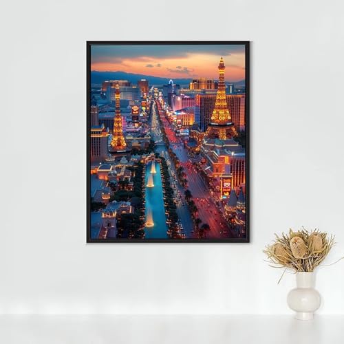 Diamond Painting Stadt, Diamond Painting Erwachsene Eiffelturm Bastelset, DIY Diamant Malerei Runder Vollbohrer Diamanten Kinder Malerei Stickerei Kreuzstich Dekoration, Geschenk 40 x 50 cm PJY9 S-V von RNXAOPEN