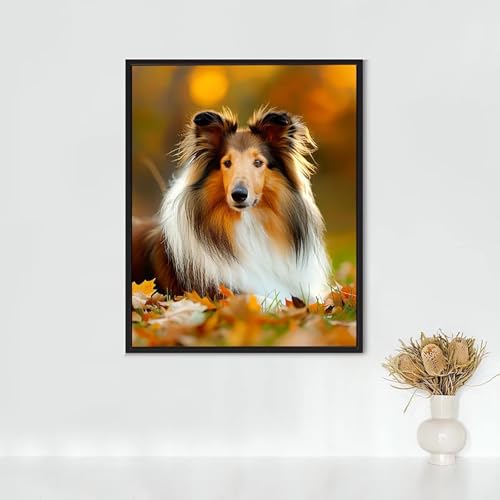 Diamond Painting Tier, Diamond Painting Erwachsene Deutscher SchäFerhund Bastelset, DIY Diamant Malerei Runder Vollbohrer Diamanten Kinder Malerei Stickerei Kreuzstich, Geschenk 80 x 100 cm PJY7 8-I von RNXAOPEN