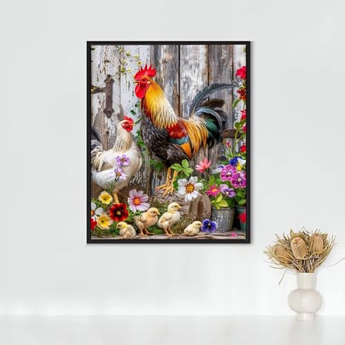 Diamond Painting Tier, Diamond Painting Erwachsene Hahn Bastelset, DIY Diamant Malerei Runder Vollbohrer Diamanten Kinder Malerei Stickerei Kreuzstich Dekoration, Geschenk 90 x 120 cm PJY9 Z-8 von RNXAOPEN