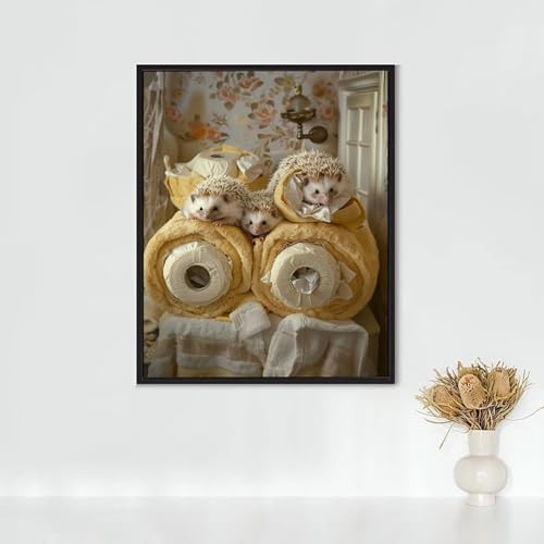 Diamond Painting Tier, Diamond Painting Erwachsene Igel Bastelset, DIY Diamant Malerei Runder Vollbohrer Diamanten Kinder Malerei Stickerei Kreuzstich Dekoration, Geschenk 60 x 80 cm PJY9 1-K von RNXAOPEN