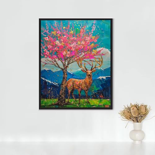 Diamond Painting Tier, Diamond Painting Erwachsene Reh Bastelset, DIY Diamant Malerei Runder Vollbohrer Diamanten Kinder Malerei Stickerei Kreuzstich, Wohnzimmer Dekoration, Geschenk 70x95cm PJY9 0-K von RNXAOPEN