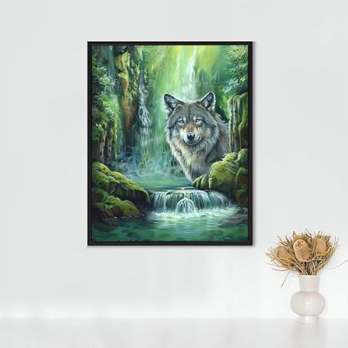 Diamond Painting Tier, Diamond Painting Erwachsene Wolf Bastelset, DIY Diamant Malerei Runder Vollbohrer Diamanten Kinder Malerei Stickerei Kreuzstich Dekoration, Geschenk 60 x 80 cm PJY5 6-Q von RNXAOPEN