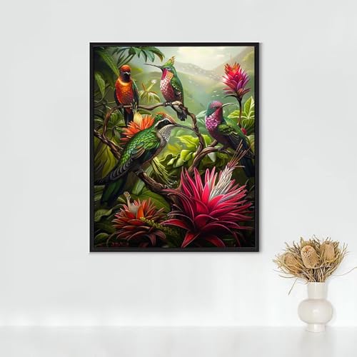 Diamond Painting VöGel, Diamond Painting Erwachsene Kolibri Bastelset, DIY Diamant Malerei Runder Vollbohrer Diamanten Kinder Malerei Stickerei Kreuzstich Dekoration, Geschenk (90x120cm) PJY9 3-Y von RNXAOPEN