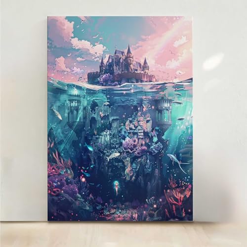 Fisch Diamond Painting, 5D Architektur Diamond Painting Erwachsene Diamant Malerei DIY Steine Kristall Kunst Bastelnset Erwachsene Anfänger Set, zur Zimmer Wanddeko, Geschenke 30x40cm PjY8005 1-Y von RNXAOPEN