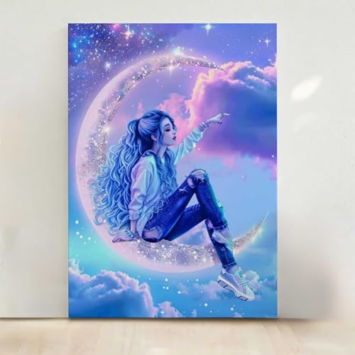 Frau Diamond Painting, 5D Mond Diamond Painting Erwachsene Diamant Malerei DIY Steine Kristall Kunst Bastelnset Erwachsene Anfänger Set, zur Zimmer Wanddeko, Geschenke für Frauen 80x100CM PjY7223 K-A Frau Diamond Painting, 5D Mond Diamond Painting Erwachsene Diamant Malerei DIY Steine Kristall Kunst Bastelnset Erwachsene Anfänger Set, zur Zimmer Wanddeko, Geschenke für Frauen 80x100CM PjY7223 K-A von RNXAOPEN