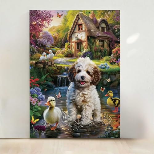 Hund Diamond Painting, 5D Tier Diamond Painting Erwachsene Diamant Malerei DIY Steine Kristall Kunst Bastelnset Erwachsene Anfänger Set, zur Zimmer Wanddeko, Geschenke für Frauen 40x50CM PjY7743 4-1 von RNXAOPEN