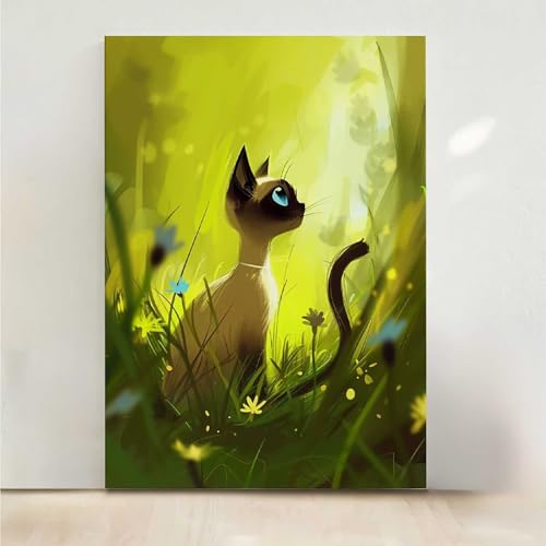 Katze Diamond Painting, 5D Tier Diamond Painting Erwachsene Diamant Malerei DIY Steine Kristall Kunst Bastelnset Erwachsene Anfänger Set, zur Zimmer Wanddeko, Geschenke für Frauen 30x40cm PjY8529 6-8 von RNXAOPEN