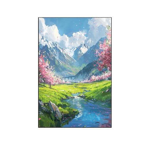Katze Malen Nach Zahlen Erwachsene, Malen Nach Zahlen Kirschblütenbaum, DIY Paint by Numbers Set Pinseln und Acrylfarben für Anfänger Geeignet mit Zimmer Deko Asthetik, Geschenke 90 x 120 cm 8-T von RNXAOPEN