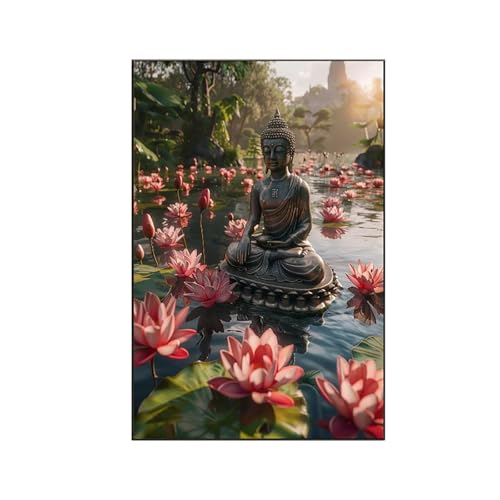 Malen Nach Zahlen Erwachsene Landschaft Malen Nach Zahlen, Paint by Numbers Buddha-Statuen Bastelset Erwachsene Frauen mit Pinseln und Acrylfarben für Deko Schlafzimmer, Geschenke (80x110cm) B-5 von RNXAOPEN
