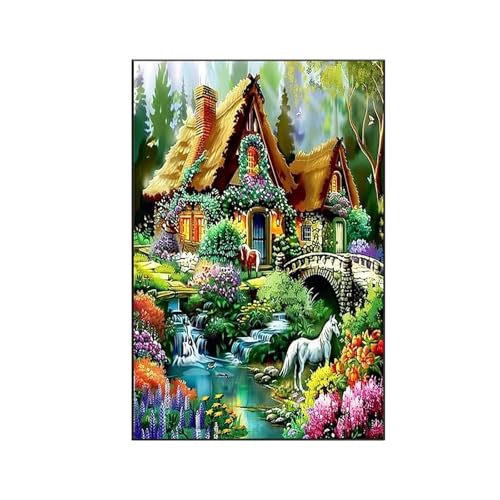 Malen Nach Zahlen Erwachsene Quadrat Malen Nach Zahlen, Paint by Numbers Teich Bastelset Erwachsene Frauen mit Pinseln und Acrylfarben für Deko Wohnzimmer Schlafzimmer, Geschenke 80x100cm B-K von RNXAOPEN