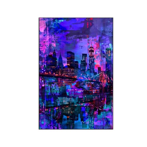 Malen Nach Zahlen Erwachsene Stadt Malen Nach Zahlen, Paint by Numbers Empire State Building Bastelset Erwachsene Frauen mit Pinseln und Acrylfarben für Deko Schlafzimmer, Geschenke 70 x 95 cm M-V von RNXAOPEN