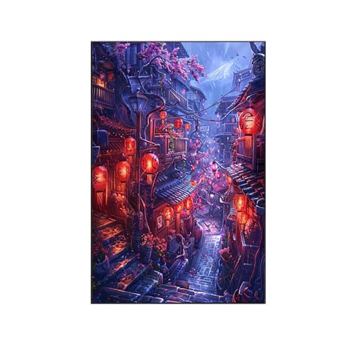 Malen Nach Zahlen Erwachsene Stadt Malen Nach Zahlen, Paint by Numbers Laterne Bastelset Erwachsene Frauen mit Pinseln und Acrylfarben für Deko Wohnzimmer Schlafzimmer, Geschenke (50x70cm) 7-D von RNXAOPEN