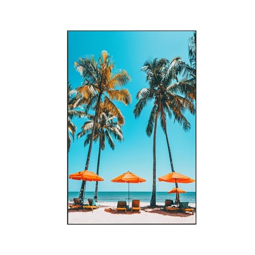 Malen Nach Zahlen Erwachsene Strand Malen Nach Zahlen, Paint by Numbers Sonne Bastelset Erwachsene Frauen mit Pinseln und Acrylfarben für Deko Wohnzimmer Schlafzimmer, Geschenke (30x40cm) G-V von RNXAOPEN