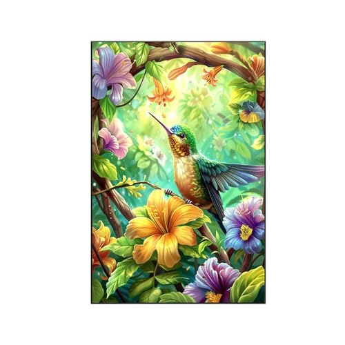 Malen Nach Zahlen Erwachsene Tier Malen Nach Zahlen, Paint by Numbers Kolibri Bastelset Erwachsene Frauen mit Pinseln und Acrylfarben für Deko Wohnzimmer Schlafzimmer, Geschenke (70x95cm) O-I von RNXAOPEN