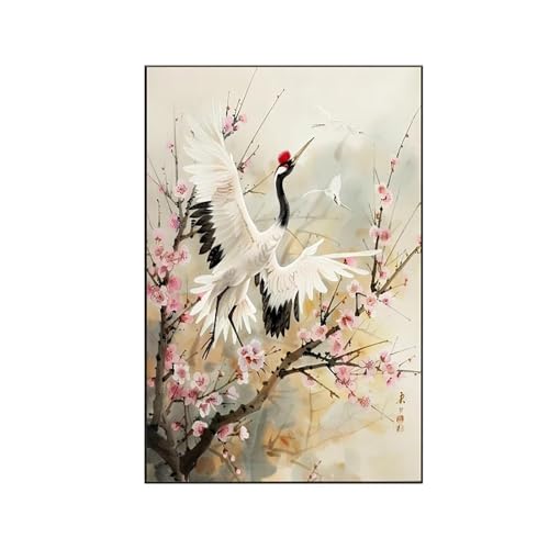 Malen Nach Zahlen Erwachsene Tier Malen Nach Zahlen, Paint by Numbers Mandschurenkranich Bastelset Erwachsene Frauen mit Pinseln und Acrylfarben für Deko Schlafzimmer, Geschenke (80x110cm) 6-Y von RNXAOPEN