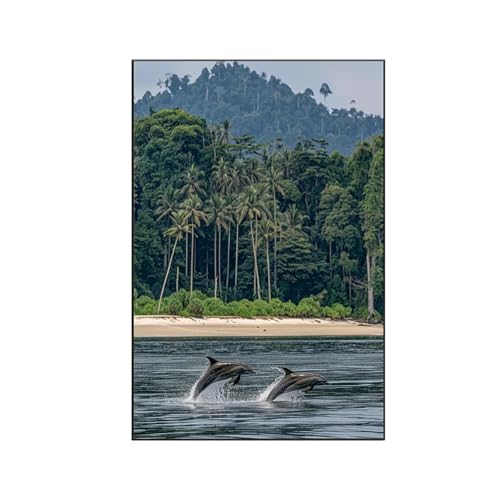 Meereslebewesen Malen Nach Zahlen Erwachsene, Malen Nach Zahlen Delphin, DIY Paint by Numbers Set Pinseln und Acrylfarben für Anfänger Geeignet mit Zimmer Deko Asthetik, Geschenke 80x110cm 3-6 von RNXAOPEN