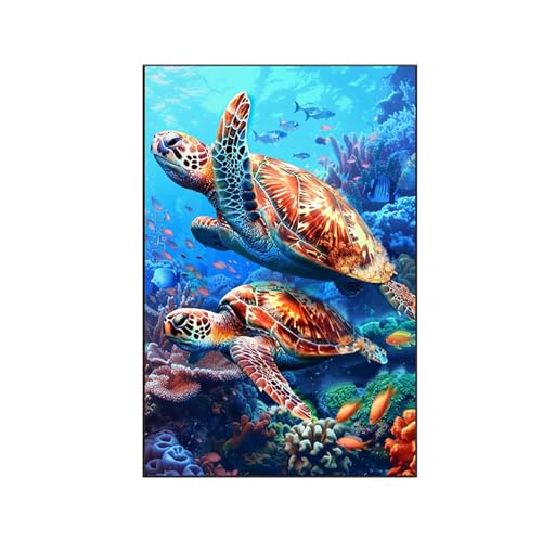 Meereslebewesen Malen Nach Zahlen Erwachsene, Malen Nach Zahlen Meeresschildkröten, DIY Paint by Numbers Set Pinseln und Acrylfarben für Geeignet mit für Zimmer Asthetik, Geschenke 80 x 100 cm F-Z von RNXAOPEN