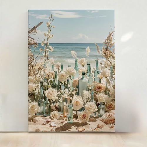 Muschel Diamond Painting, 5D Blume Diamond Painting Erwachsene Diamant Malerei DIY Steine Kristall Kunst Bastelnset Erwachsene Anfänger Set, zur Zimmer Wanddeko, Geschenke 50x65cm PjY1785 N-I von RNXAOPEN