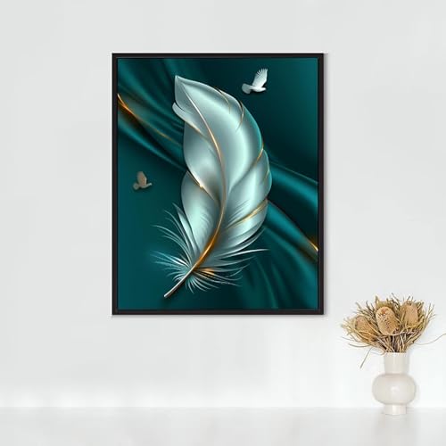 RNXAOPEN Diamond Painting Blumen, Diamond Painting Erwachsene WeißE Feder Bastelset, DIY Diamant Malerei Runder Vollbohrer Diamanten Kinder Malerei Stickerei Kreuzstich, Geschenk 90 x 120 cm PJY9 X-7 von RNXAOPEN