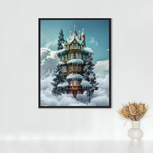 RNXAOPEN Diamond Painting Erwachsene Architektur Diamond Painting Chinesische Architektur DIY Vollbohrer Diamant Malerei Set, Diamant Kunst Malerei Stickerei Set, Wanddeko, Geschenke 40x50cm PJY9 4-F von RNXAOPEN