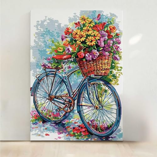 RNXAOPEN Diamond Painting Erwachsene Fahrrad Diamant Painting Bilder Blume 5D DIY Mosaikherstellung Basteln Erwachsene Anfänger Set für Heim Schlafzimmer Deko Wohnzimmer, Geschenke 40x50CM PjY850 6-A von RNXAOPEN