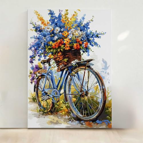 RNXAOPEN Diamond Painting Erwachsene Fahrrad Diamant Painting Bilder Blume 5D DIY Mosaikherstellung Basteln Erwachsene Anfänger Set für Heim Schlafzimmer Deko Wohnzimmer, Geschenke 60x80cm PjY676 Q-1 von RNXAOPEN