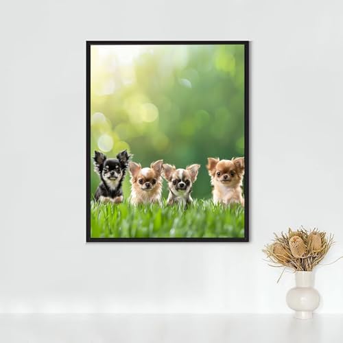 RNXAOPEN Diamond Painting Erwachsene Tier Diamond Painting Welpe DIY Vollbohrer Diamant Malerei Set Anfänger, Diamant Kunst Malerei Stickerei Set, Wanddeko und Zimmer Deko, Geschenke 40x50CM PJY9 4-9 von RNXAOPEN