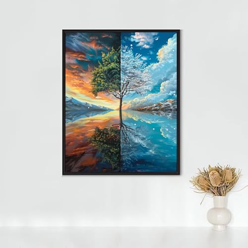 RNXAOPEN Diamond Painting Katze, Diamond Painting Erwachsene Baum Bastelset, DIY Diamant Malerei Runder Vollbohrer Diamanten Kinder Malerei Stickerei Kreuzstich Dekoration, Geschenk 80x110CM PJY8 P-2 von RNXAOPEN