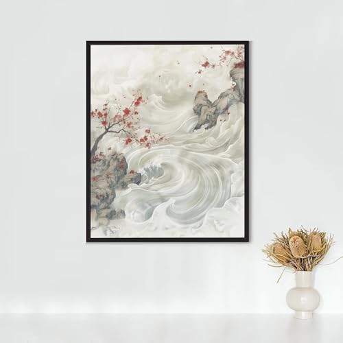 RNXAOPEN Diamond Painting Katze, Diamond Painting Erwachsene KirschblüTenbaum Bastelset, DIY Diamant Malerei Runder Vollbohrer Diamanten Kinder Malerei Stickerei Kreuzstich, Geschenk 50x70cm PJY4 Y-N von RNXAOPEN