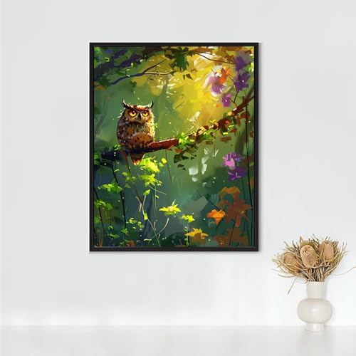 RNXAOPEN Diamond Painting Tier, Diamond Painting Erwachsene Eule Bastelset, DIY Diamant Malerei Runder Vollbohrer Diamanten Kinder Malerei Stickerei Kreuzstich Dekoration, Geschenk (40x50cm) PJY3 R-3 von RNXAOPEN
