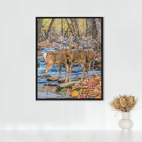 RNXAOPEN Diamond Painting Tier, Diamond Painting Erwachsene Reh Bastelset, DIY Diamant Malerei Runder Vollbohrer Diamanten Kinder Malerei Stickerei Kreuzstich Dekoration, Geschenk (60x80cm) PJY9 3-4 von RNXAOPEN