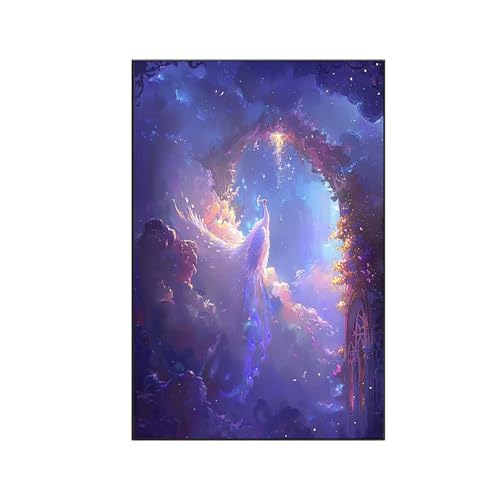 RNXAOPEN Fantasie Malen Nach Zahlen Erwachsene, Malen Nach Zahlen Phönix, DIY Paint by Numbers Set Pinseln und Acrylfarben für Anfänger Geeignet mit Zimmer Deko Asthetik, Geschenke (90x120cm) 0-4 von RNXAOPEN