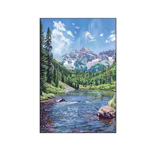 RNXAOPEN Katze Malen Nach Zahlen Erwachsene, Malen Nach Zahlen Fluss, DIY Paint by Numbers Set Pinseln und Acrylfarben für Anfänger Geeignet mit Zimmer Deko Asthetik, Geschenke 80 x 100 cm Z-2 von RNXAOPEN