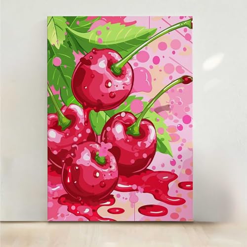 RNXAOPEN Kirsche Diamond Painting, 5D Obst Diamond Painting Erwachsene Diamant Malerei DIY Steine Kristall Kunst Bastelnset Erwachsene Anfänger Set, zur Zimmer Wanddeko, Geschenke 70x95cm PjY3043 4-L von RNXAOPEN
