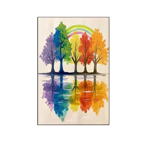 RNXAOPEN Landschaft Malen Nach Zahlen Erwachsene, Malen Nach Zahlen Bäume, DIY Paint by Numbers Set Pinseln und Acrylfarben für Anfänger Geeignet mit Zimmer Deko Asthetik, Geschenke (80x100cm) 3-2 von RNXAOPEN