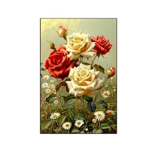 RNXAOPEN Malen Nach Zahlen Erwachsene Blumen Malen Nach Zahlen, Paint by Numbers Rose Bastelset Erwachsene Frauen mit Pinseln und Acrylfarben für Deko Schlafzimmer, Geschenke für Frauen 90x120cm 4-C von RNXAOPEN