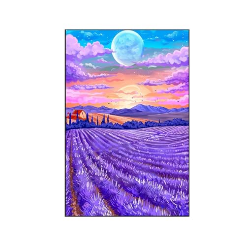 RNXAOPEN Malen Nach Zahlen Erwachsene Landschaft Malen Nach Zahlen, Paint by Numbers Lavendel Bastelset Erwachsene Frauen mit Pinseln und Acrylfarben für Deko Schlafzimmer, Geschenke 80 x 110 cm F-G von RNXAOPEN