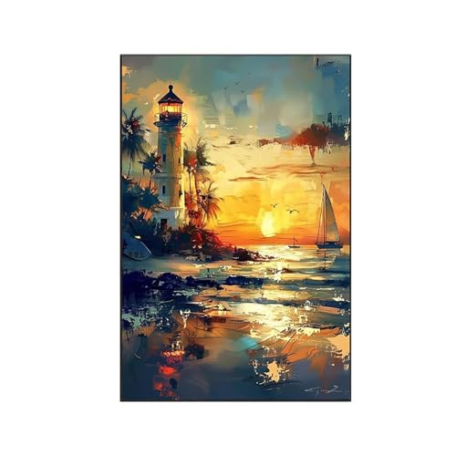 RNXAOPEN Malen Nach Zahlen Erwachsene Landschaft Malen Nach Zahlen, Paint by Numbers Segelboot Bastelset Erwachsene Frauen mit Pinseln und Acrylfarben für Deko Schlafzimmer, Geschenke 80x100cm 6-L von RNXAOPEN