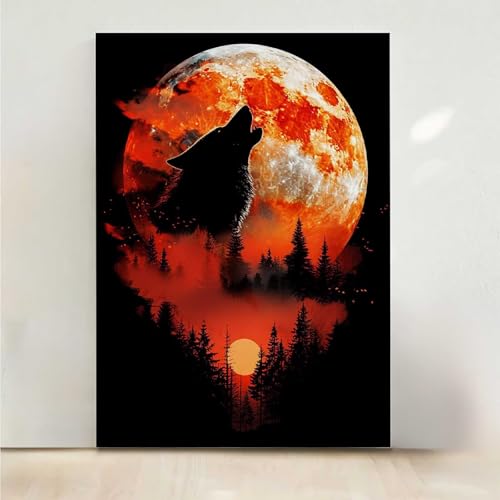 Wolf Diamond Painting, 5D Tier Diamond Painting Erwachsene Diamant Malerei DIY Steine Kristall Kunst Bastelnset Erwachsene Anfänger Set, zur Zimmer Wanddeko, Geschenke für Frauen 30x40CM PjY8023 8-S von RNXAOPEN