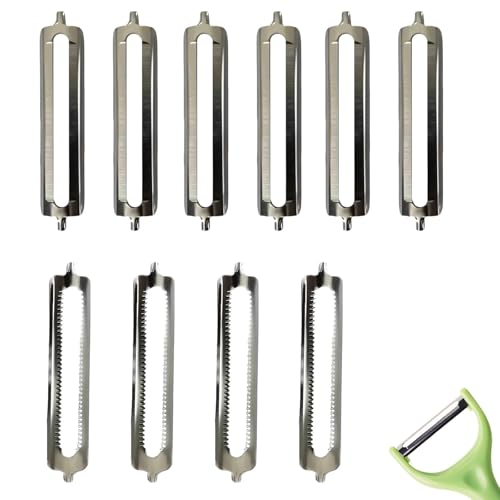 10 Stück Sparschäler Tupper, 6 mit glatter Klinge und 4 mit gezahnter Klinge, Sparschäler Ersatzklingen für Spargelschäler Tupperware Ersatzklinge, Ideal für früchte und Gemüse, Vegetable Peeler von RNXSIB