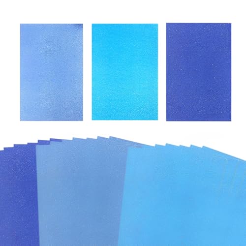 18 Blatt Glitzerpapier Zum Basteln, Glitzerpapier, Buntes Glitzerpapier, Glitzerbasteleien Für Kinder, Zum Basteln und Gestalten (Dunkelblau, Dunkelblau, Hellblau) von RNXSIB