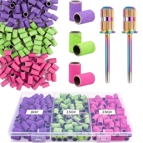 Schleifhülsen Nagelfräser, 210 Stück Schleifkappen NagelfräSer, Körnung 80/150/240 GRIT, Nagelfräser Aufsätze, Schleifhülsen für Maniküre Pediküre, für Nageldesign Nagelkunst, mit 2 Stück Nagelbohrer Schleifhülsen Nagelfräser, 210 Stück Schleifkappen NagelfräSer, Körnung 80/150/240 GRIT, Nagelfräser Aufsätze, Schleifhülsen für Maniküre Pediküre, für Nageldesign Nagelkunst, mit 2 Stück Nagelbohrer von RNXSIB